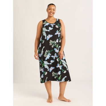 Joyspun Women’s Sleepwear Knit Midi Chemise, Sizes S-5X
