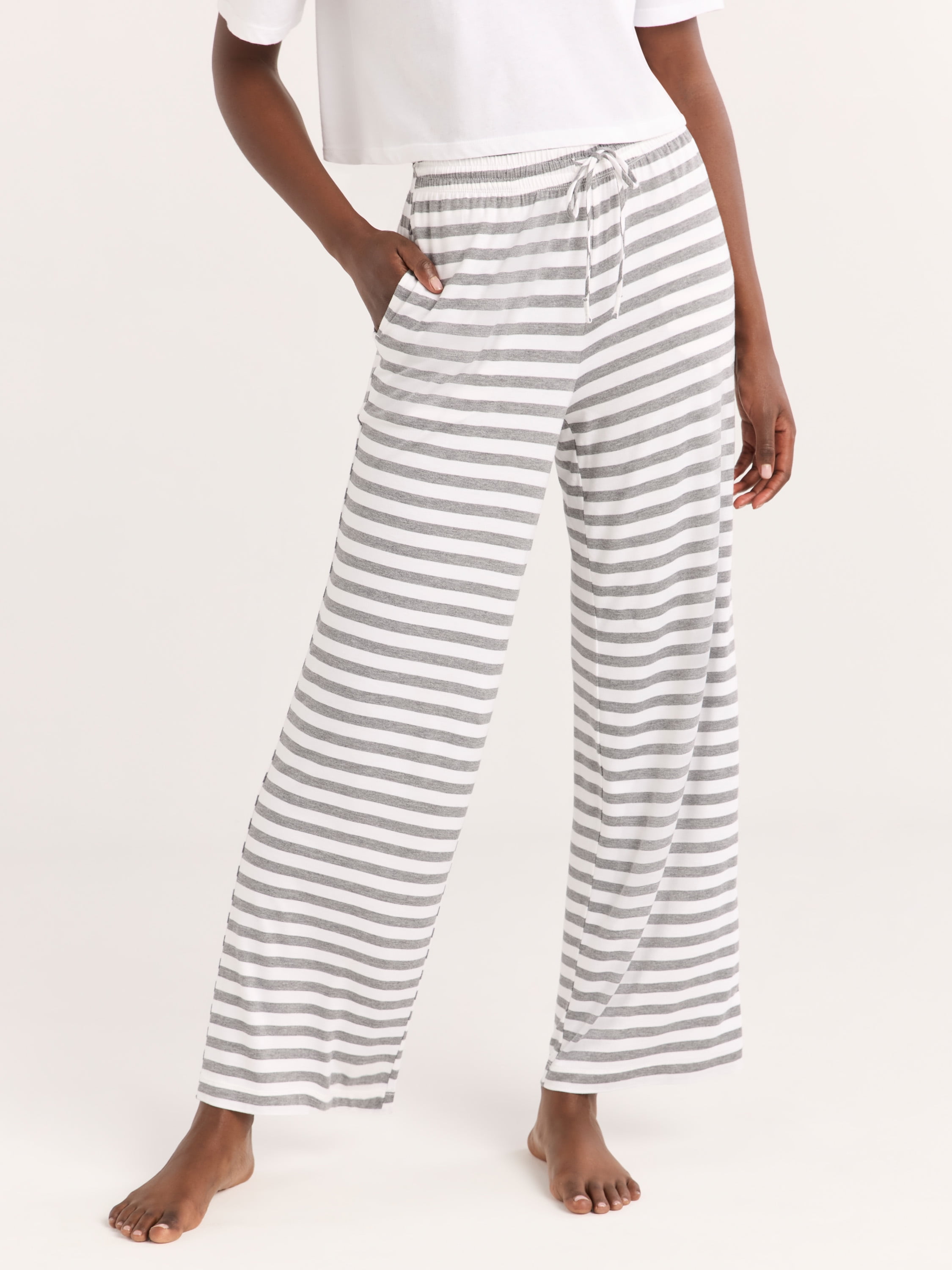 Joyspun Women’s Sleepwear Long Knit Pajama Pants, 29'' Inseam, Sizes S-3X