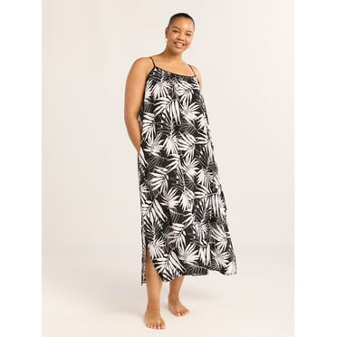 Joyspun Women’s Sleepwear Woven Strappy Maxi Nightgown, Sizes S-4X