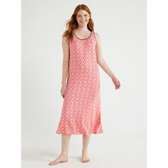 Joyspun Women's Sleeveless Knit Midi Chemise, Sizes S to 4X