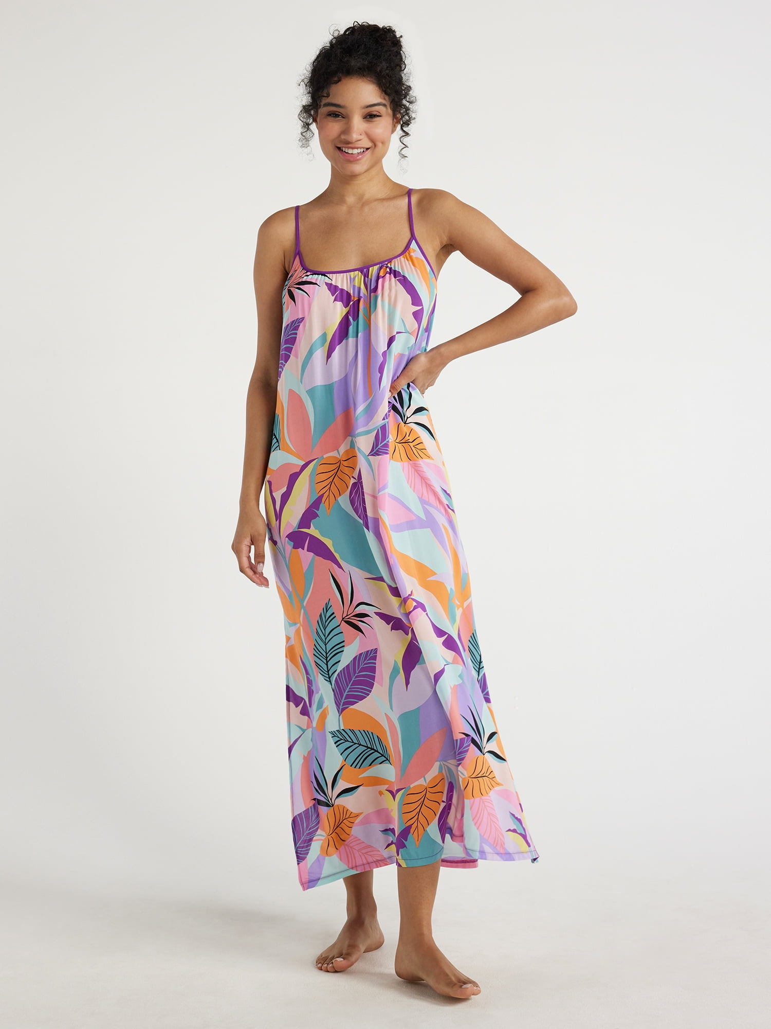 Maxi Night Gown Womens Night Gown Maxi Printed Ladies Silk Maxi Night Dress,  Half