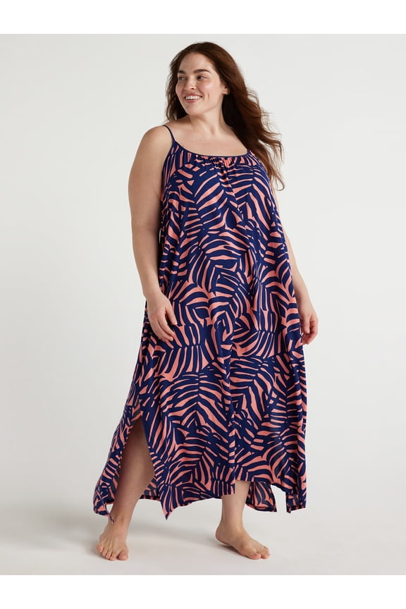Women’s Sleepwear Woven 50” Strappy Maxi Nightgown, Sizes S to 4X