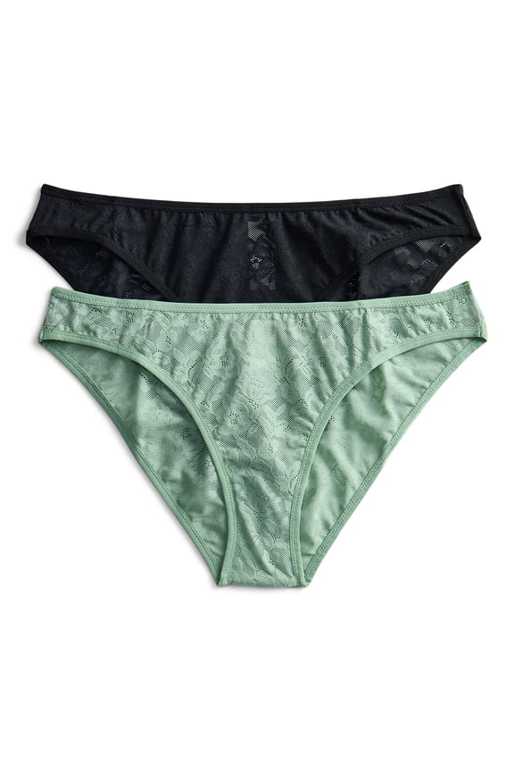 Women's Soft Stretch Lace Bikini Panties, 2-Pack, Sizes XS-3XL