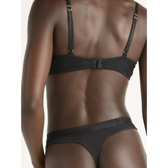 Joyspun Women's Space and Mesh Thong Panties, 2-Pack, Sizes XS-3XL