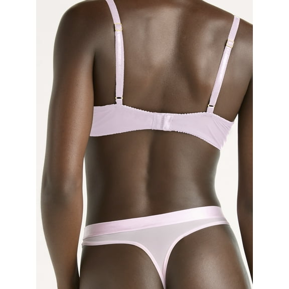 Joyspun Women's Space and Mesh Thong Panties, 2-Pack, Sizes XS-3XL