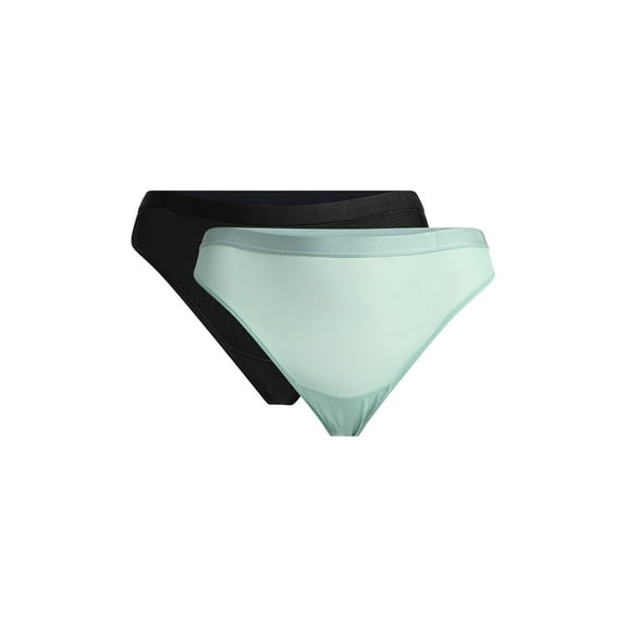 Joyspun Women's Space and Mesh Thong Panties, 2-Pack, Sizes XS-3XL