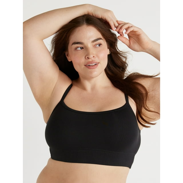 Joyspun Women's Square Neck Ribbed Bralette, Sizes XS to XXXL - Walmart.com