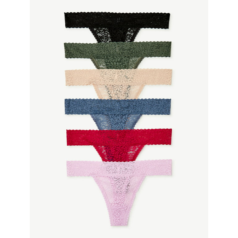 SET OF 6 Victoria's Secret Sexy Lacie Thongs Panties Lingerie Underwear  MEDIUM