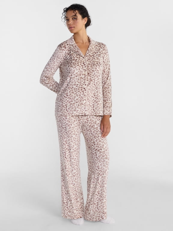 Women’s Stretch Velour Pajama Top and Pants, 2-Piece Set, Sizes XS-3X