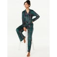 thumbnail image 1 of Joyspun Women’s Stretch Velour Notch Collar Top with Pants, 2-Piece Pajama Set, Sizes S to 3X, 1 of 6