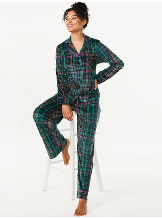 LAUREN By Ralph Lauren Notch Collar Pajama Set In Green Plaid