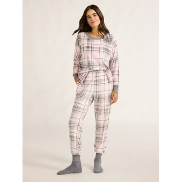 Joyspun Women's Stretch Velour Pajama Set with Socks, 3-Piece, Sizes XS-3X