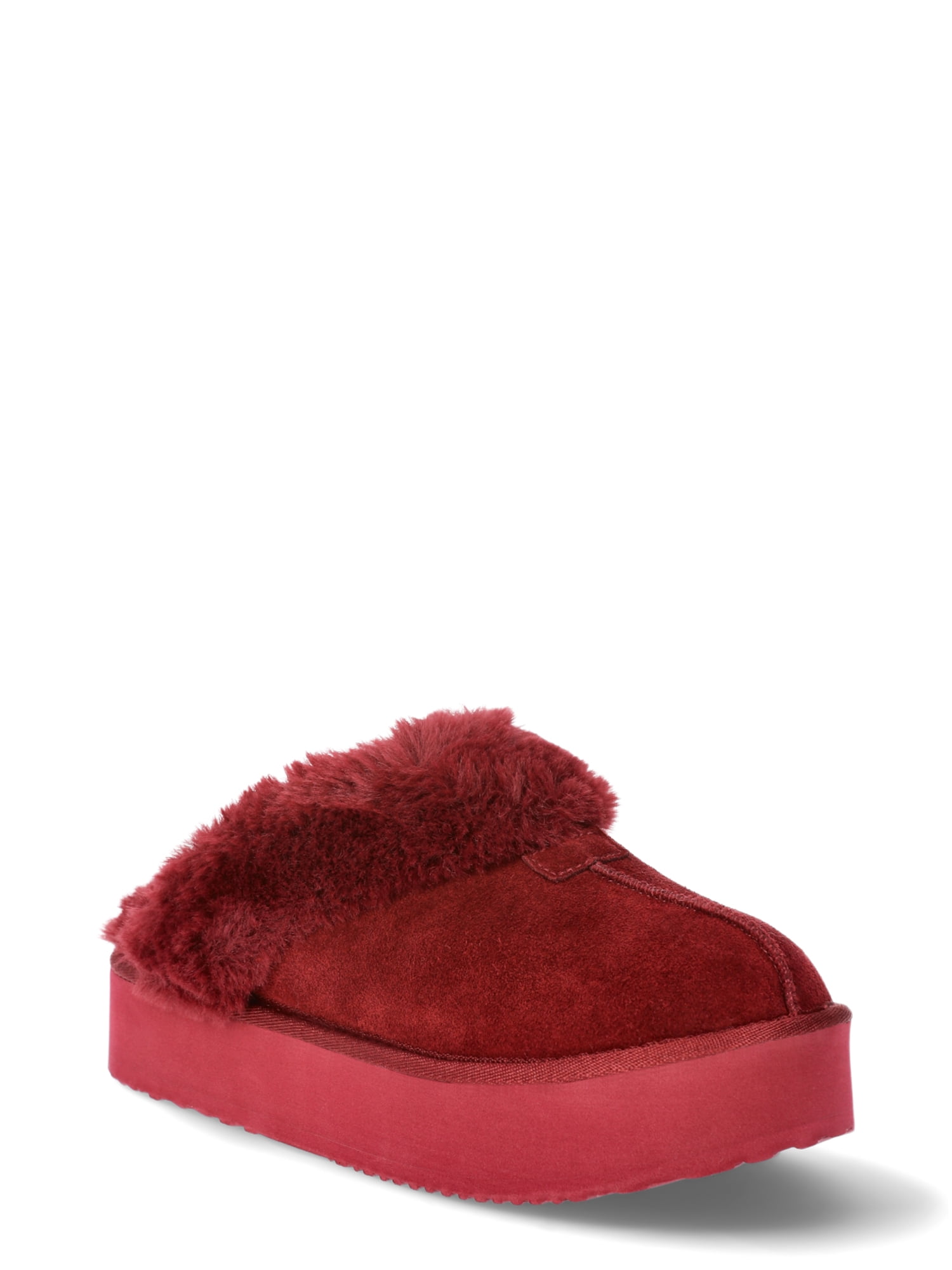 Joyspun Women's Suede Platform Clog Slippers - Walmart