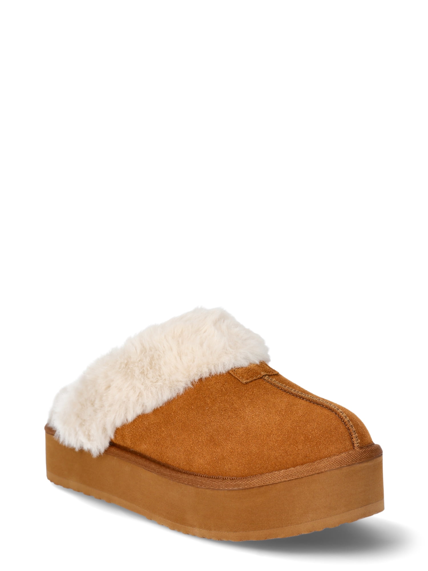 【NONCODE】Raybon Suede Platform Slippers Joyspun Women's Suede Platform Clog Slippers - Walmart.com