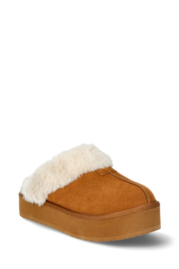 Women's Faux Suede Platform Clog Slippers