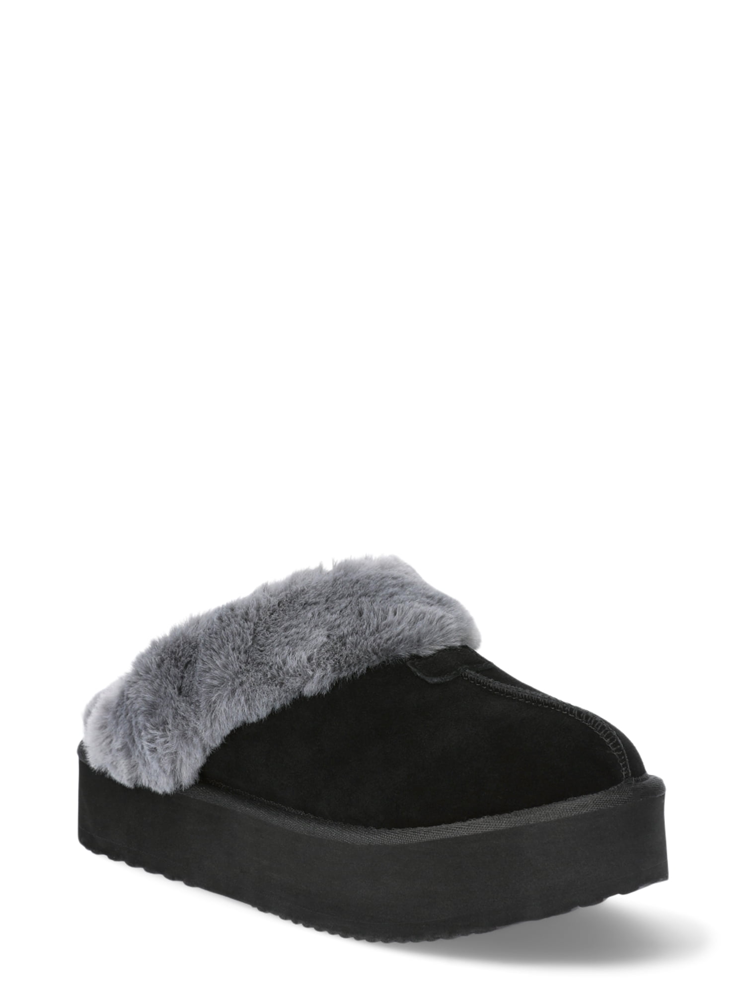 【NONCODE】Raybon Suede Platform Slippers Joyspun Women's Suede Platform Clog Slippers - Walmart.com