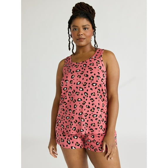 Joyspun Women’s Tank and Shorts Pajama Set, Sizes S to 3X
