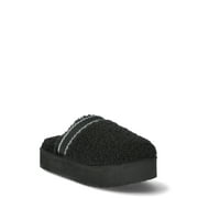 Joyspun Women’s Teddy Fleece Platform Clog Slippers