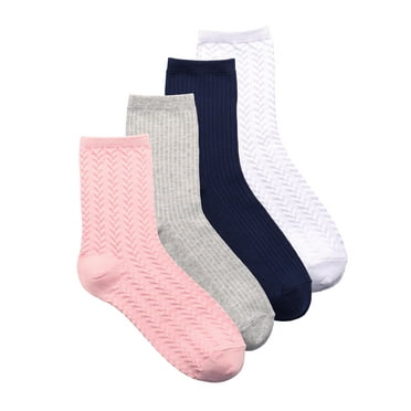 Joyspun Women’s Textured Dress Crew Socks, 4-Pack, Sizes 4-10
