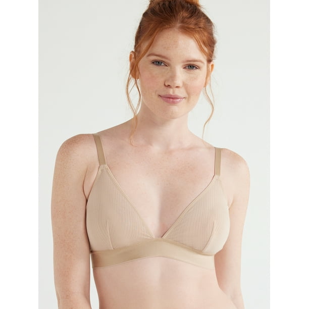 VIP★【 】Stretch Cotton Ribbed Triangle Bralette No Boundaries Women's Seamless Ribbed Triangle Bralette