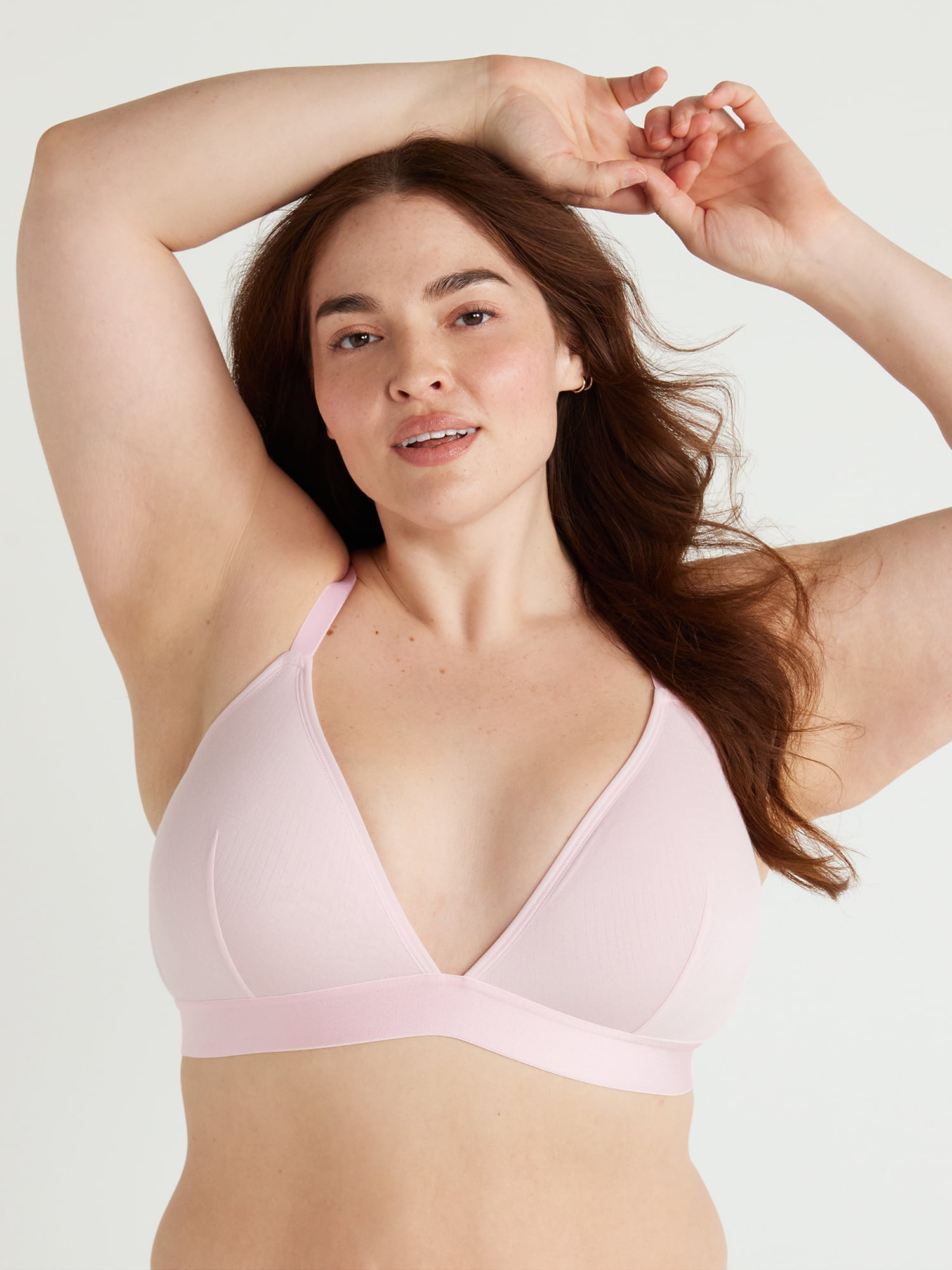 VIP★【 】Stretch Cotton Ribbed Triangle Bralette Joyspun Women's Triangle Ribbed Bralette, Sizes XS to 3X