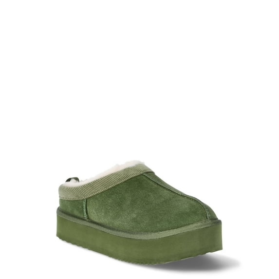 Joyspun Women's Ultra Short Faux Suede Platform Clog Slippers