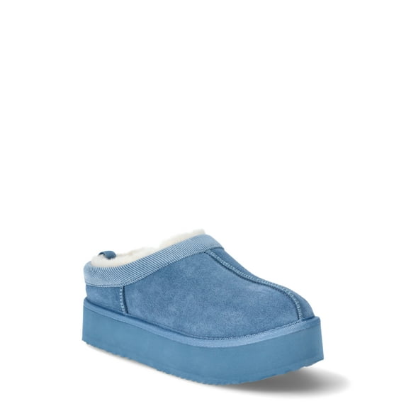 Joyspun Women's Ultra Short Faux Suede Platform Clog Slippers