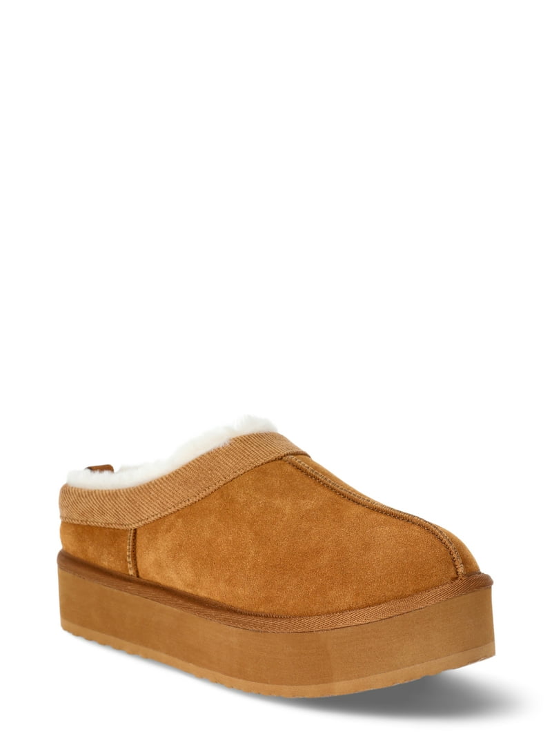 Joyspun Women's Ultra Short Faux Suede Platform Clog