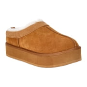 Joyspun Women's Ultra Short Faux Suede Platform Clog Slippers