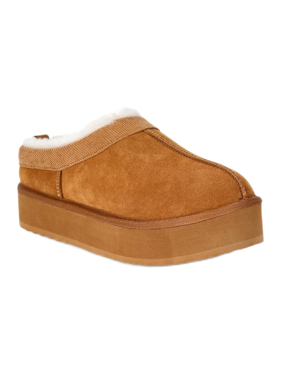 Women's Ultra Short Faux Suede Platform Clog Slippers