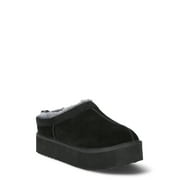 Joyspun Womens Ultra Short Faux Suede Platform Clog Slippers