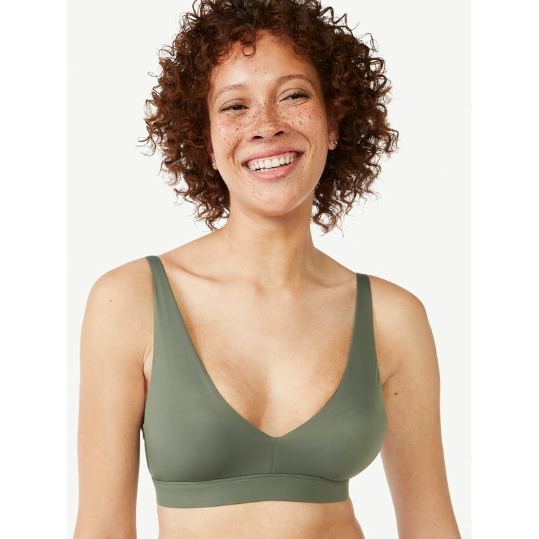 Joyspun Women's Unlined Soft Brushed Plunge Bralette, Sizes S to 3XL