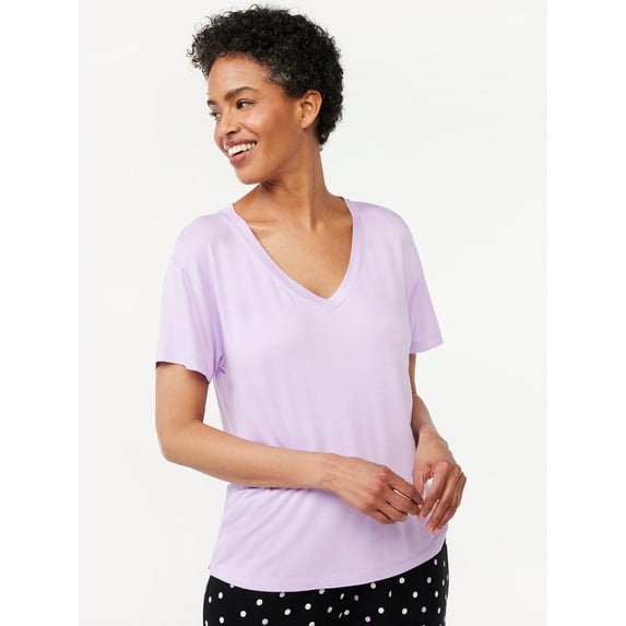 Joyspun Women's V-Neck Sleep T-Shirt, Sizes S to 3X