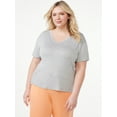 thumbnail image 1 of Joyspun Women's V-Neck Sleep T-Shirt, Sizes S to 3X, 1 of 5
