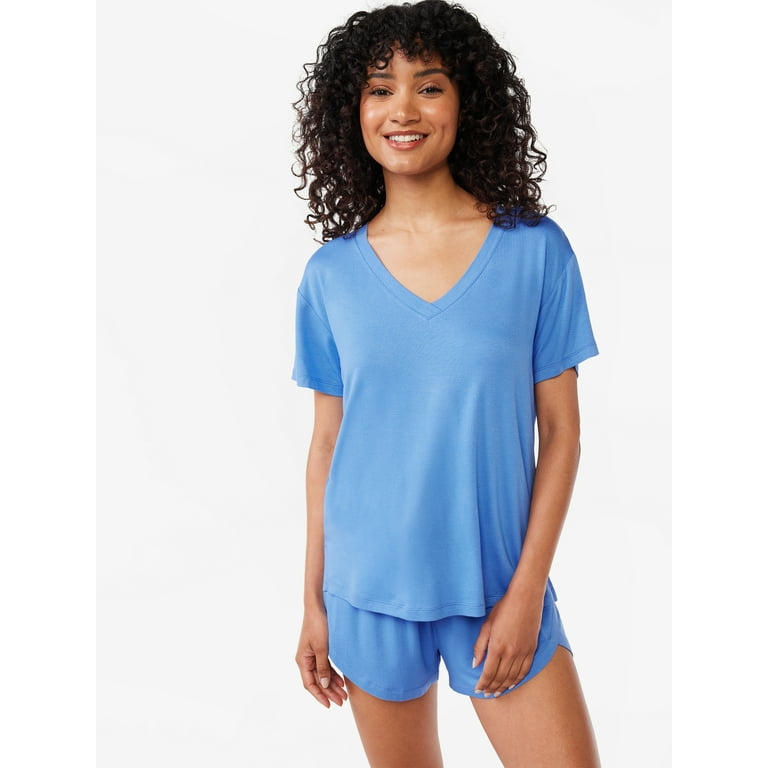 Joyspun Women s V Neck Sleep T Shirt Sizes S to 3X Walmart