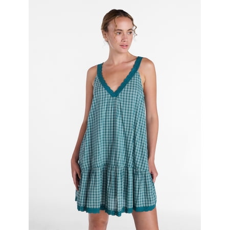 Joyspun Women’s V Neck Woven Sleep Chemise, Sizes XS-3X