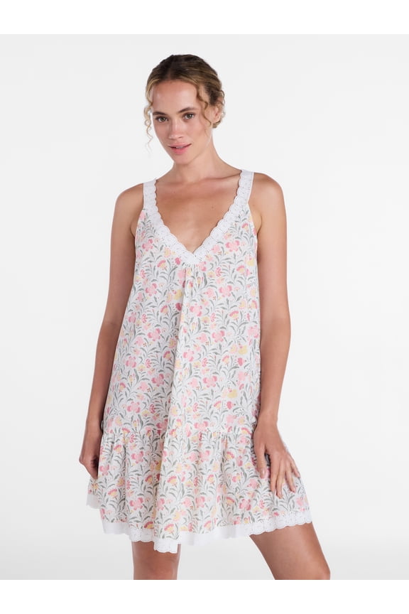 Women’s V Neck Woven Sleep Chemise, Sizes XS-3X