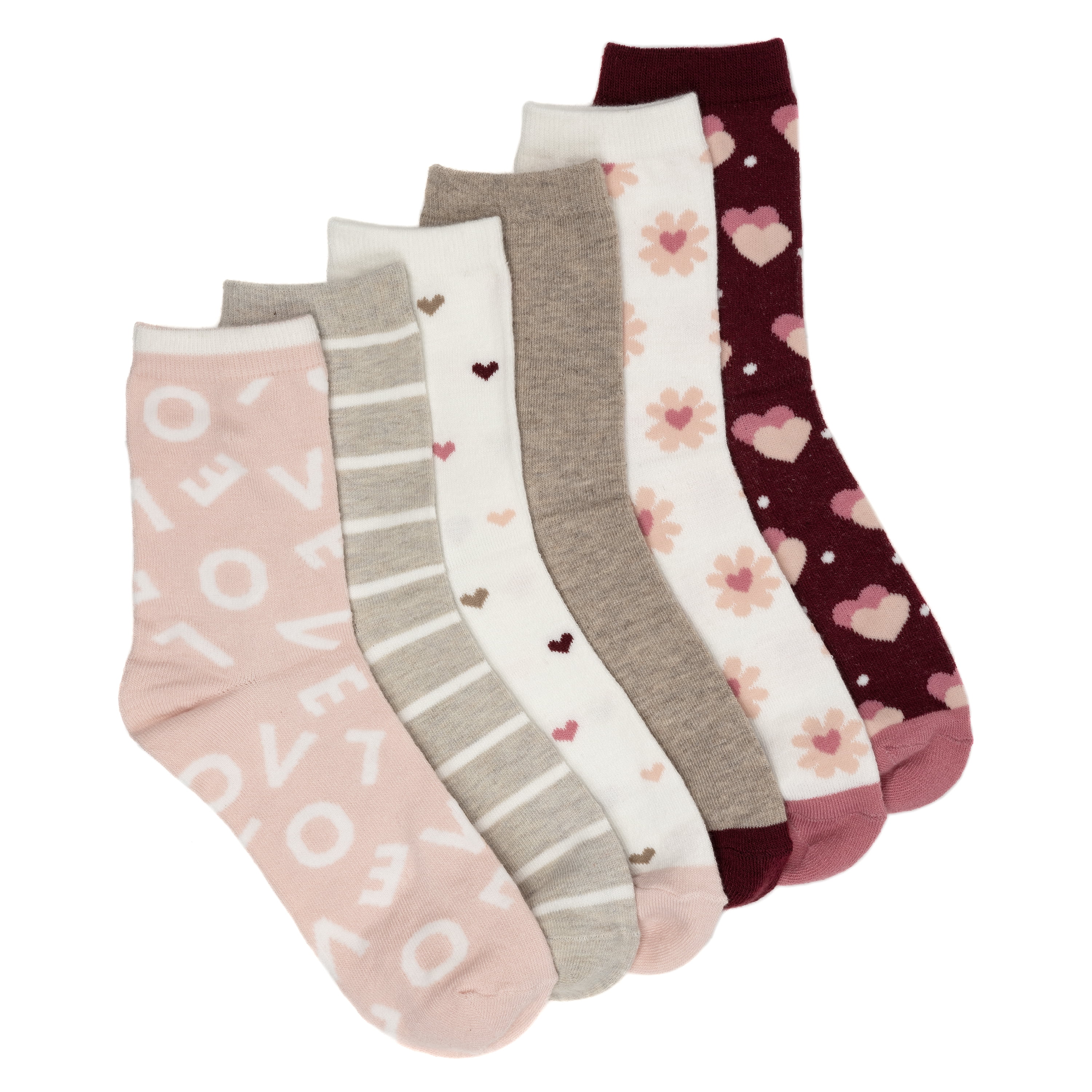 Joyspun Women’s Dress Demi Crew Socks, 6-Pack, Shoe Sizes 4-10