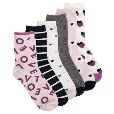 Joyspun Women’s Dress Demi Crew Socks, 6-Pack, Shoe Sizes 4-10