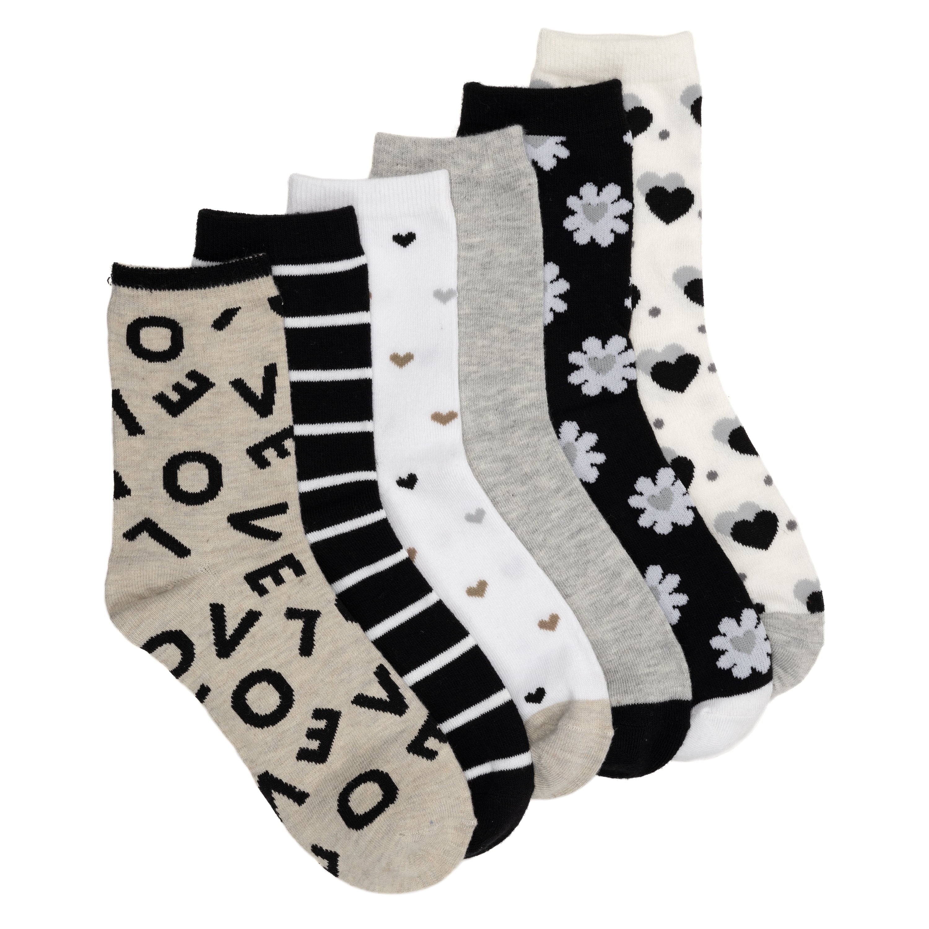 Joyspun Women’s Dress Demi Crew Socks, 6-Pack, Shoe Sizes 4-10