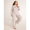 thumbnail image 1 of Joyspun Women's Velour Notch Collar Top and Pants Pajama Set, 2-Piece, Sizes S-3X, 1 of 5