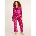 thumbnail image 1 of Joyspun Women's Velour Notch Collar Top and Pants Pajama Set, 2-Piece, Sizes S-3X, 1 of 4