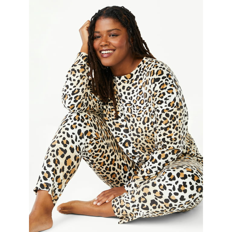 Joyspun Women's Velour Top and Sleep Pants Pajama Set, 2-Piece
