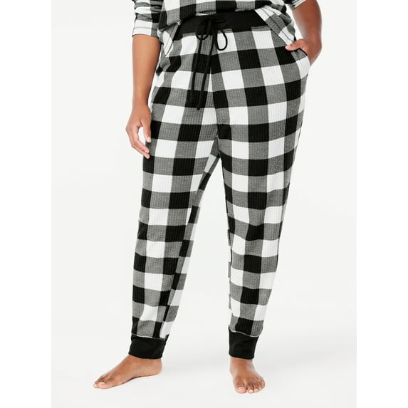 Joyspun Women's Waffle Hacci Knit Sleep Joggers, Sizes S to 3X