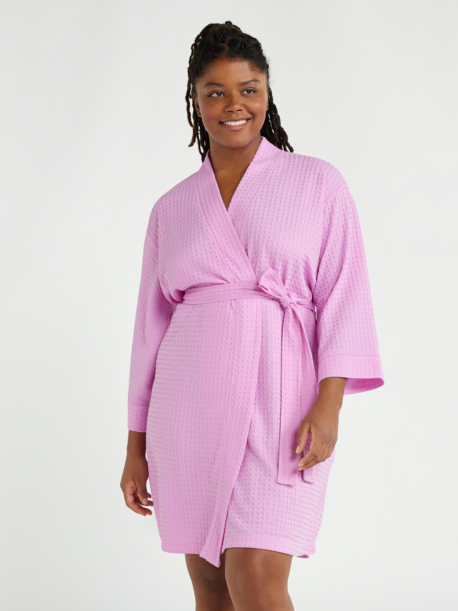 Joyspun Womens Waffle Kimono Robe, Sizes S to 3X