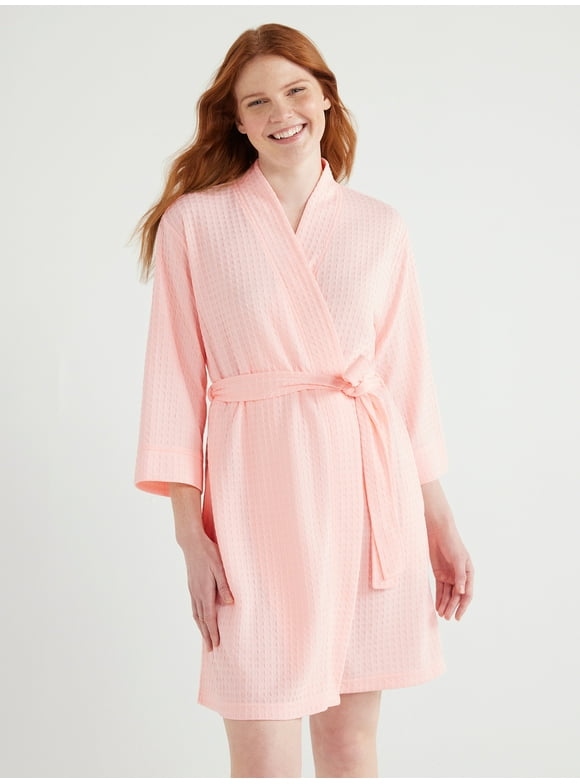 Joyspun Women’s Waffle Kimono Robe, Sizes S to 3X