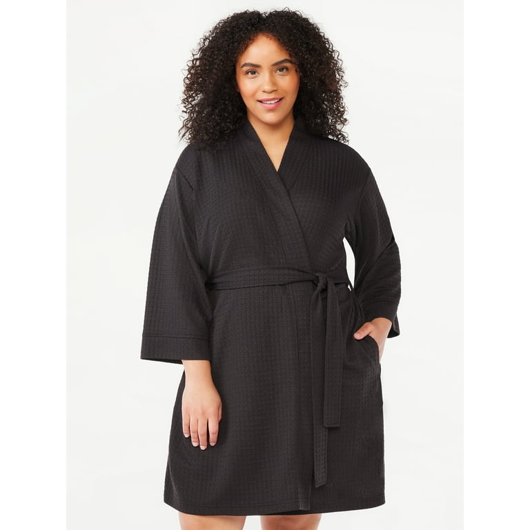 Joyspun Women s Waffle Knit Wrap Robe Sizes S to 3X Walmart