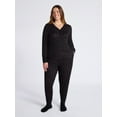 thumbnail image 1 of Joyspun Women's Waffle Knit Henley Sleep Top, Joggers and Socks Pajama Set, 3-Piece, Sizes XS-3X, 1 of 6