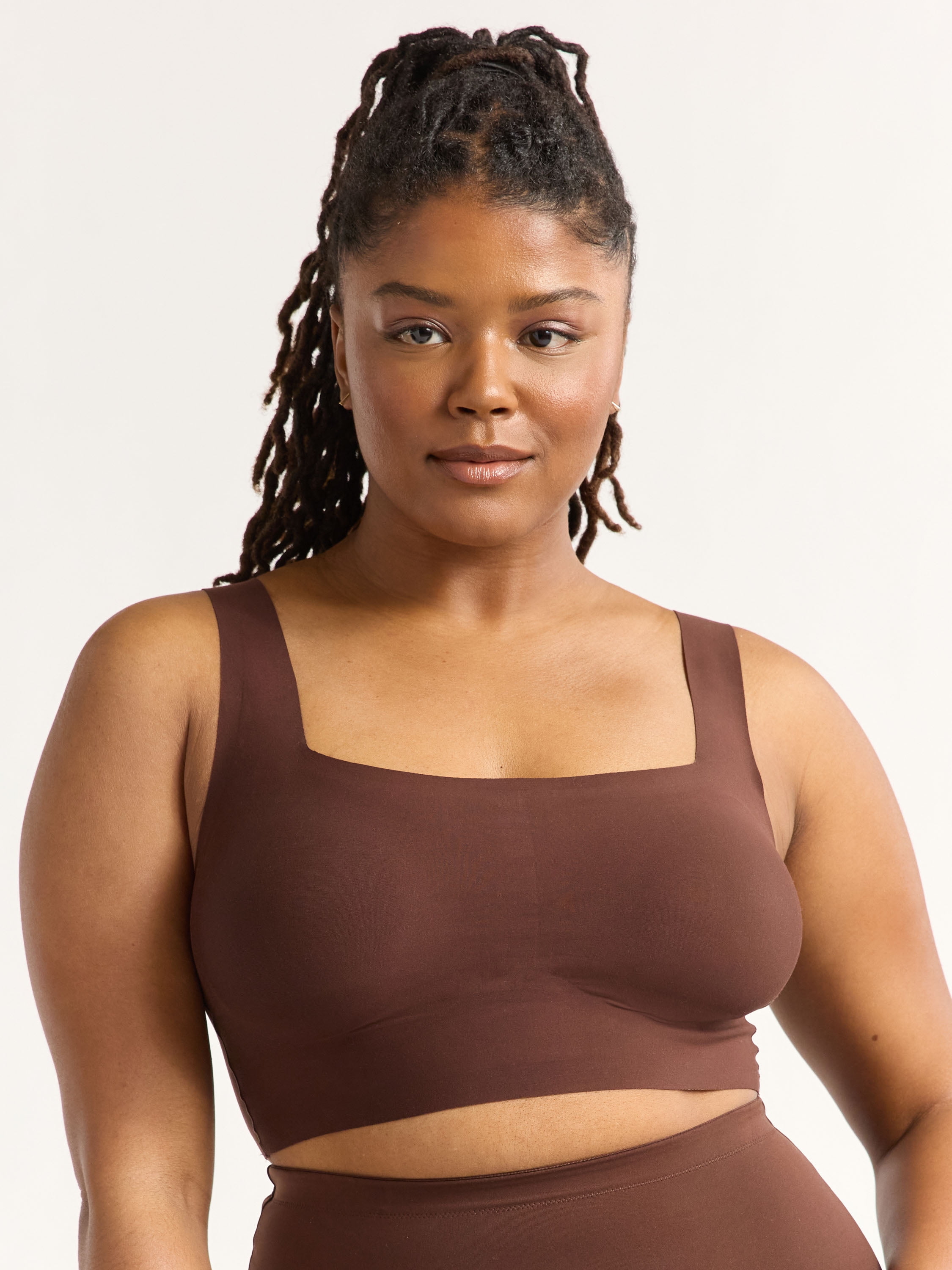 トップス draw Wool oblong Bra , Original Pad Joyspun Women's Wireless Smooth Supportive Longline Square