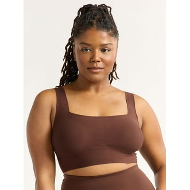 Joyspun Women’s Wire-Free Bonded Longline Square Neck Bra, Sizes XS-3XL
